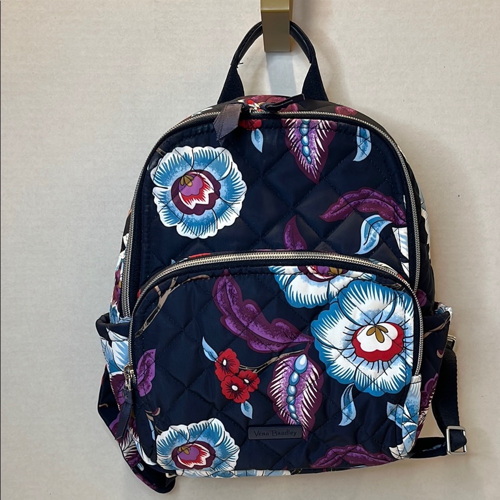 EUC Vera Bradley Blue and Purple Backpack Floral Design